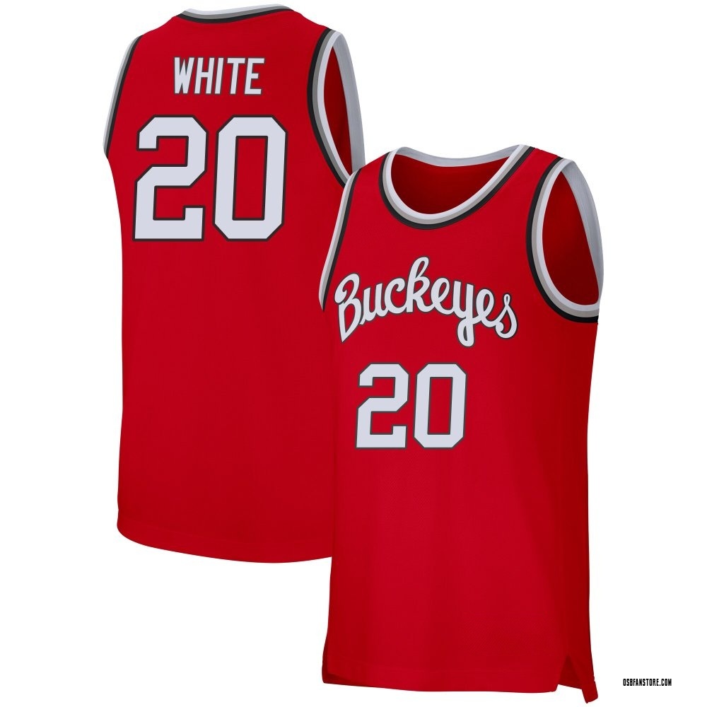 Men's Colin White Ohio State Buckeyes Replica Scarlet Retro Basketball Jersey - White