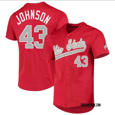 Men's Jake Johnson Ohio State Buckeyes Replica Vapor Untouchable Full-Button Baseball Jersey - Scarlet