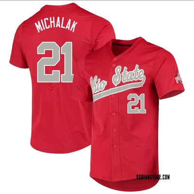 Men's Jake Michalak Ohio State Buckeyes Replica Vapor Untouchable Full-Button Baseball Jersey - Scarlet